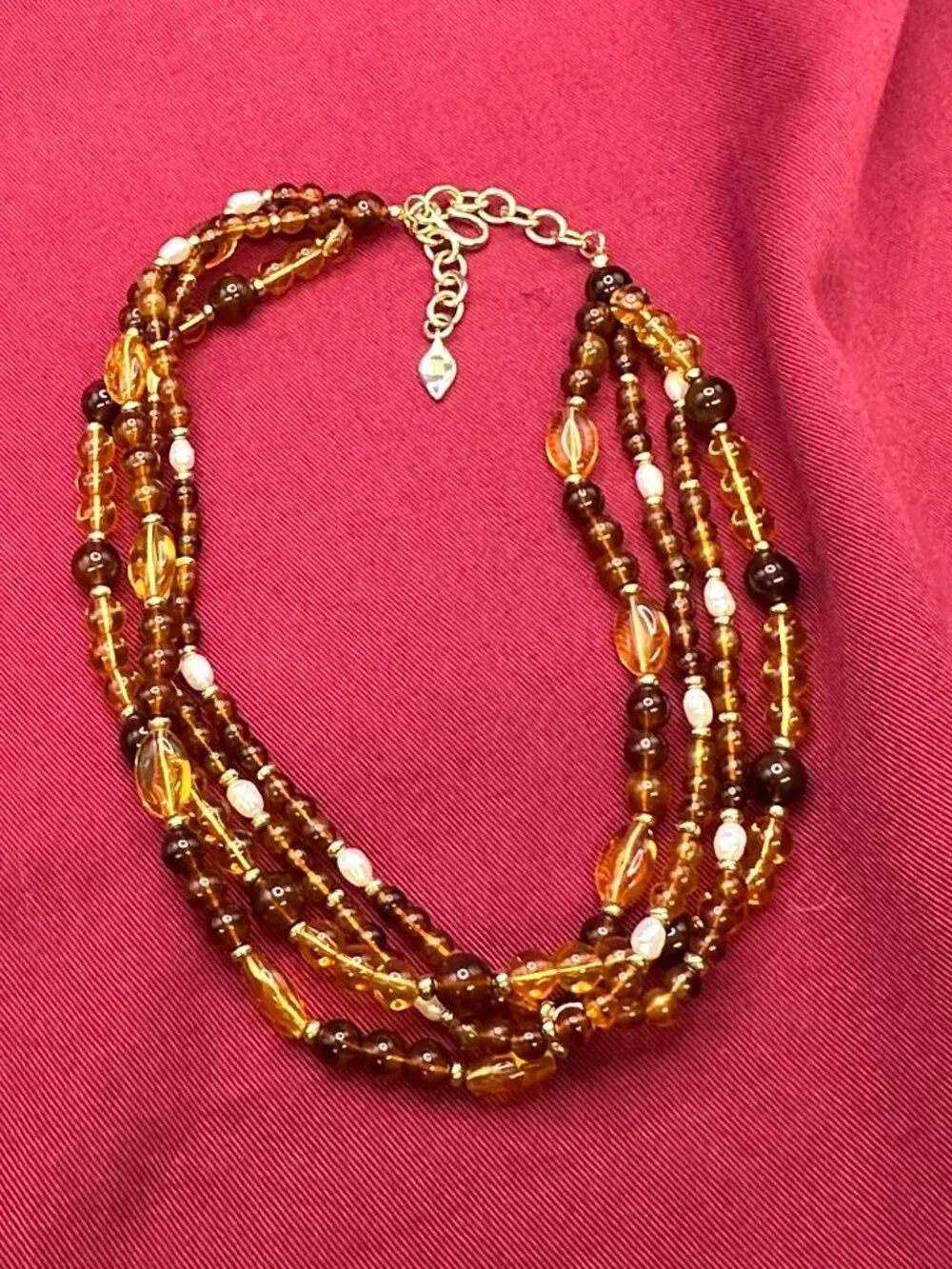 Givenchy Multi-Strand Faux Amber & Baroque Pearl Necklace